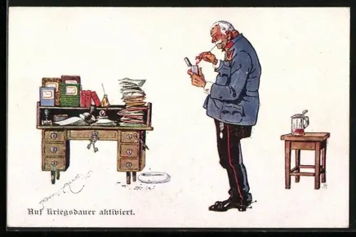 Künstler-AK sign. Terry Alle: Auf Kriegsdauer aktiviert