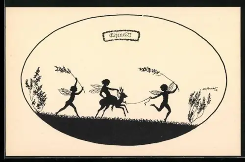 Künstler-AK Elsbeth Forck: Schattenbilder, Elfenritt