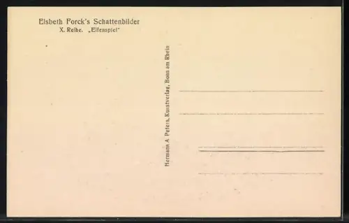 Künstler-AK Elsbeth Forck: Schattenbilder, Verfolgte Elfen, Zwerge