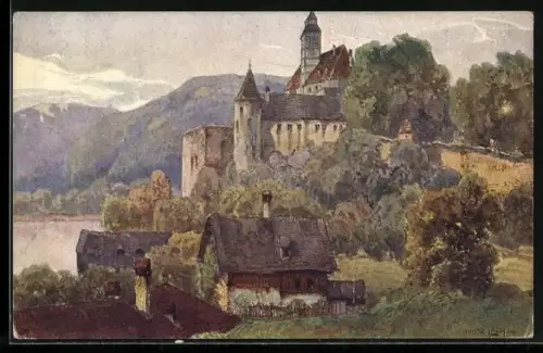 Künstler-AK Schönbühel a.d. Donau, Teilansicht