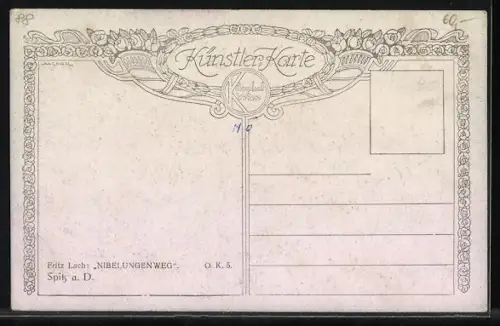 Künstler-AK Fritz Lach: Spitz an der Donau, Ortspartie mit Kirche