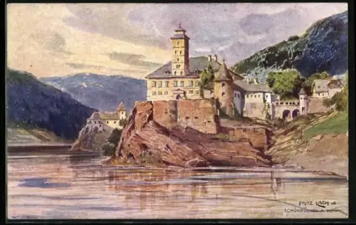 Künstler-AK Fritz Lach: Schönbühel an der Donau, Panorama