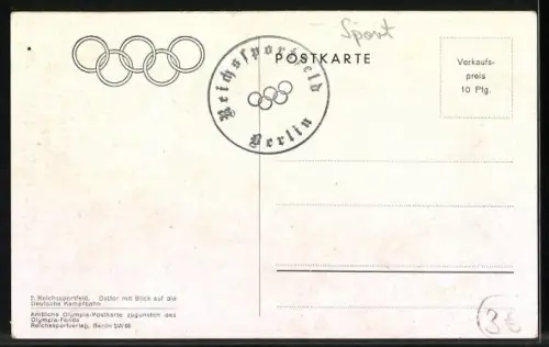 AK Berlin, Reichssportfeld, Osttor mit Blick auf die Deutsche Kampfbahn, Olympiastadion