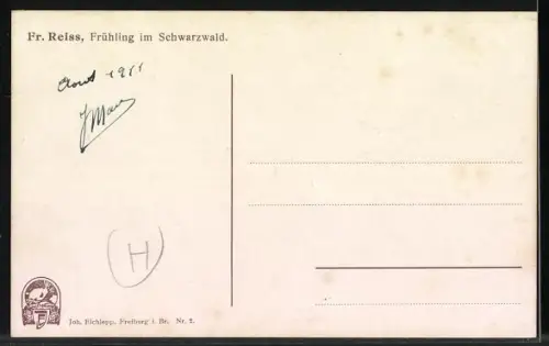 Künstler-AK Fritz Reiss: Frühling im Schwarzwald, Abendstimmung