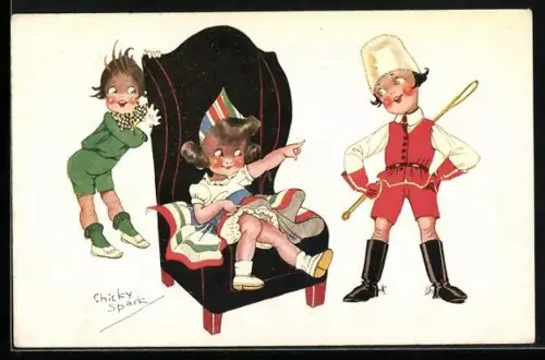 Künstler-AK Chicky Spark: Drei lustige Kinder