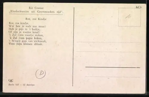 Künstler-AK Rie Cramer: Roe, roe Kindje
