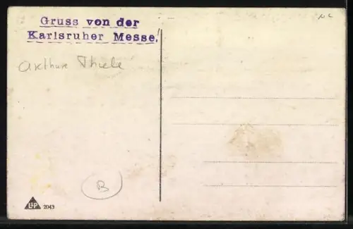 Künstler-AK Arthur Thiele: Amor mit dickem Mann an der Leine