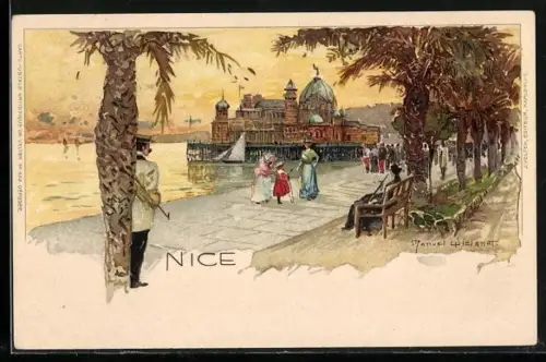 Künstler-AK Manuel Wielandt: Nice, Palast an der Promenade
