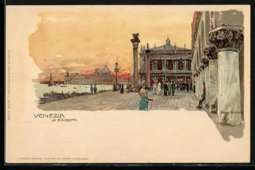 Künstler-AK Manuel Wielandt: Venezia, La Piazzetta mit Spaziergängern