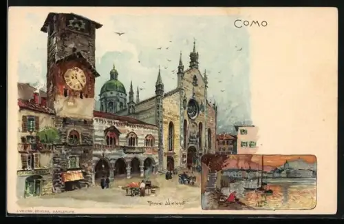 Künstler-AK Manuel Wielandt: Como, Ortspartie, Partie am Ufer