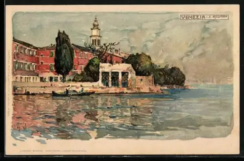 Künstler-Lithographie Manuel Wielandt: Venezia / Venedig, S. Lazzaro