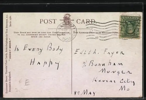 Künstler-AK Tom Browne: Honey-Moon, Breakfast at the hotel, Ehepaar am Tisch