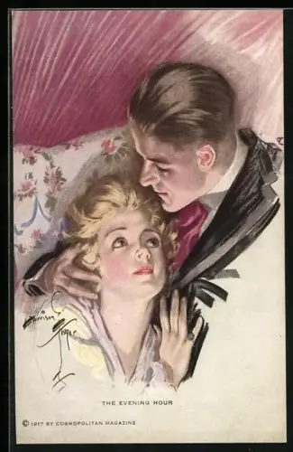 Künstler-AK Harrison Fisher: The Evening Hour, Paar in trauter Zweisamkeit