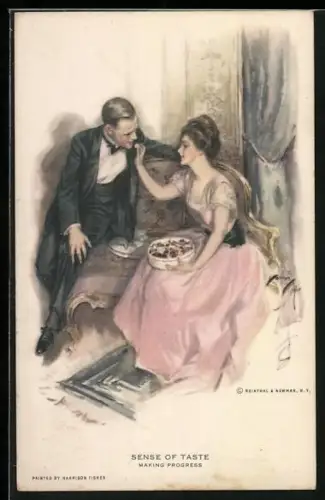 Künstler-AK Harrison Fisher: Sense of Taste - Making Progress