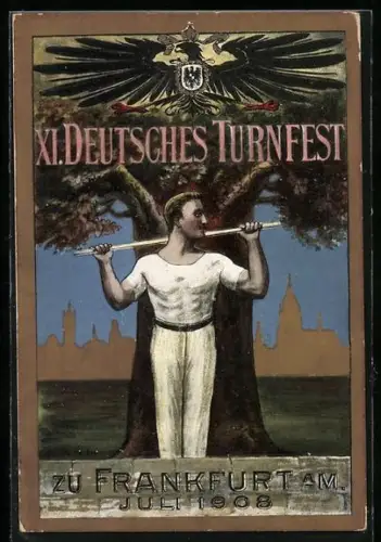 Künstler-AK Frankfurt a. M., XI. Deutsches Turnfest 1908, Turner vor einem Baum