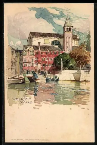 Künstler-AK Manuel Wielandt: Venezia, San Vitale mit Booten