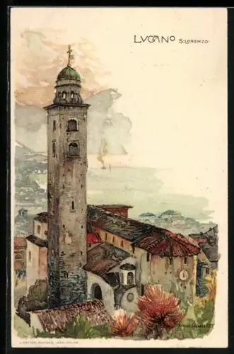 Künstler-AK Manuel Wielandt: Lugano, Chiesa San Lorenzo