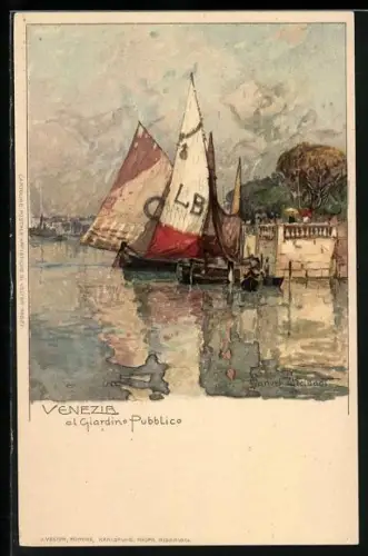 Künstler-AK Manuel Wielandt: Venezia, Al Giardino Pupplico