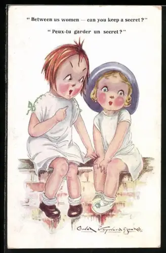 Künstler-AK sign.Gwen Hayward Young: Kannst du ein Geheimnis bewahren?