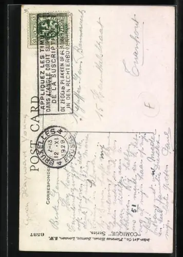 Künstler-AK sign. Hayward Young: Found this in a book..., Scherz