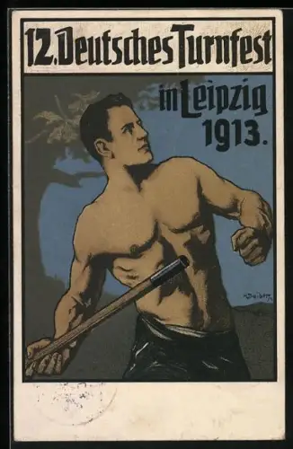 AK Leipzig, 12. Deutsches Turnfest 1913, Der Speerwerfer
