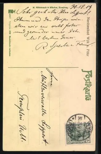 AK Friesische Tracht, Junge Frau sitzt auf einem Stuhl