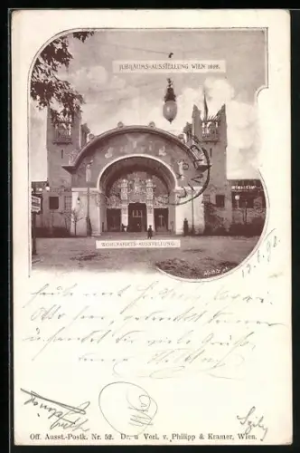 AK Wien, Jubiläums-Ausstellung 1898, Wohlfahrts-Ausstellung, gerahmte Ansicht