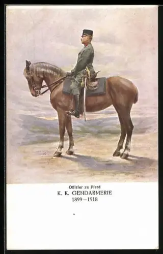 AK 75 Jahre Österr. Gendarmerie 1849 - 1924, Offizier zu Pferd, K. K. Gendarmerie 1899-1918