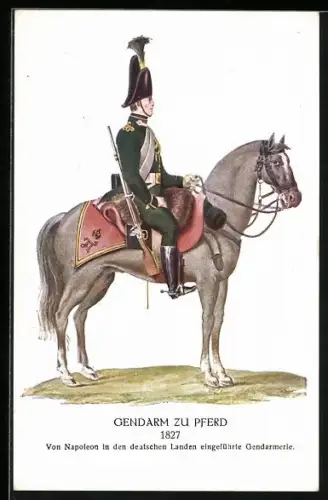 Künstler-AK Gendarm zu Pferd in Uniform 1827