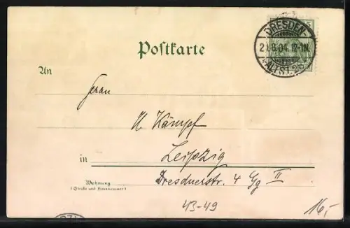 Lithographie Dresdner Vogelwiese, Berg u. Thal-Bahn, Wiese mit Feiernden