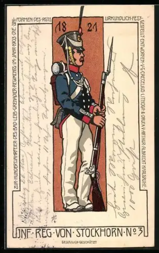 Künstler-AK 100. Jubiläum des Bad. Leib-Grenadier-Regiments 1903, Inf. Reg. von Stockhorn No. 3