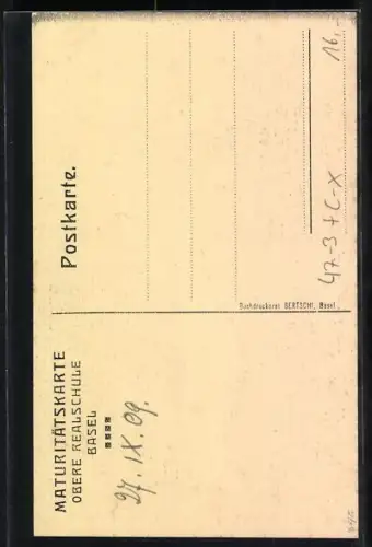 AK Basel, Maturität 1909, Obere Realschule