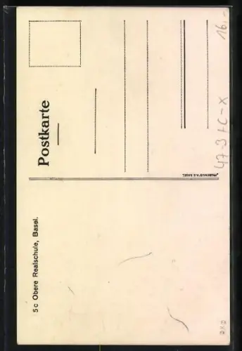 Künstler-AK Basel, 5c Obere Realschule, Reifeprüfung 1913, Schüler fallen aus einem Baum