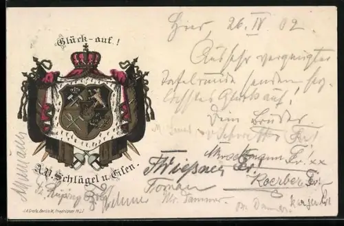 AK Studentenwappen der A. V. Schlägel u. Eisen