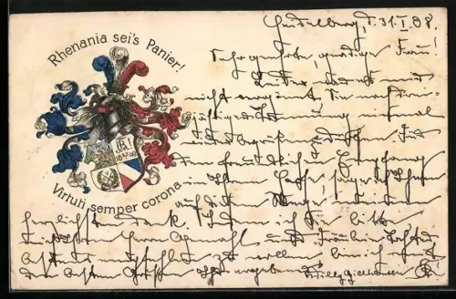 AK Studentenwappen der Rhenania