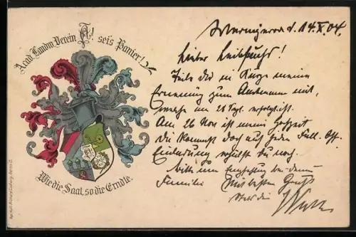 AK Studentenwappen des Acad. Landw. Verein