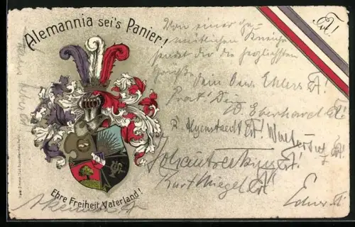 AK Studentenwappen der Alemannia