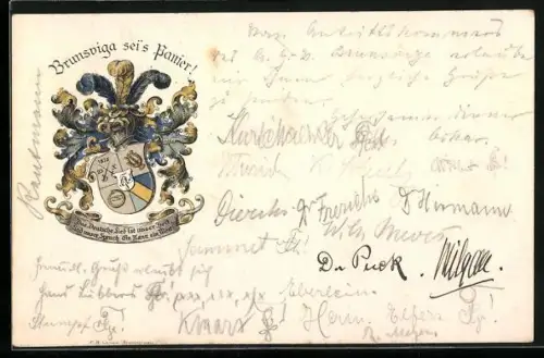 Künstler-AK Studentenwappen mit Helm, Das Deutsche Lied ist unser Hort, Und Unser Spruch Ein Mann ein Wort