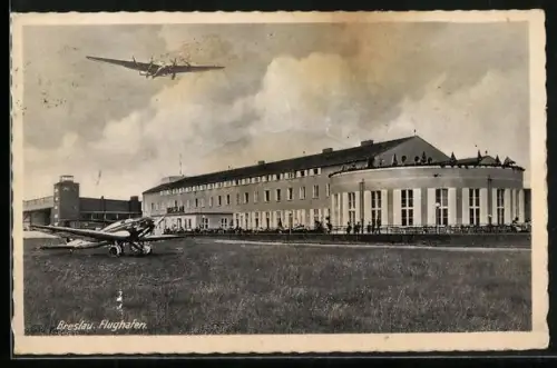 AK Breslau, Flughafen mit Flugzeugen