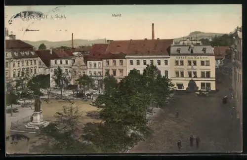AK Landeshut i. Schl., Hotel zum Raben, Markt