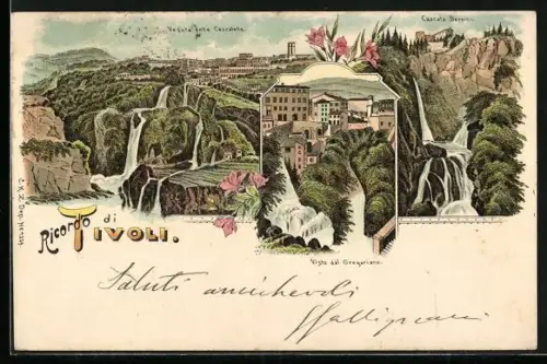 Lithographie Tivoli, Cascata Bernini, Visto dal Gregoriano