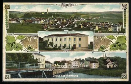 AK Mainburg, Amtsgericht, Totalansicht aus der Vogelschau