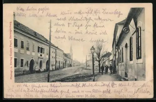 AK Blindenmarkt, Friseur, Strassenpartie mit Kirche