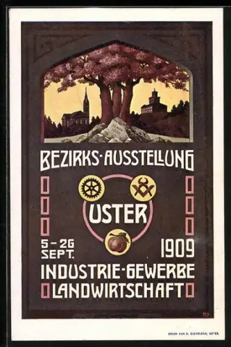 AK Uster, Bezirks-Ausstellung 1909 für Industrie Gewerbe und Landwirtschaft