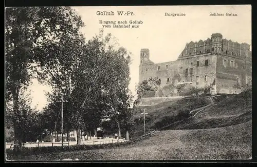 AK Gollub /W.-Pr., Burgruine und Schloss Golau