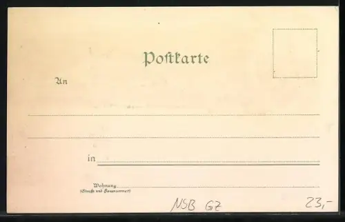 Lithographie Neurode, Blick auf die Kirche und Ortspanorama mit Hügeln