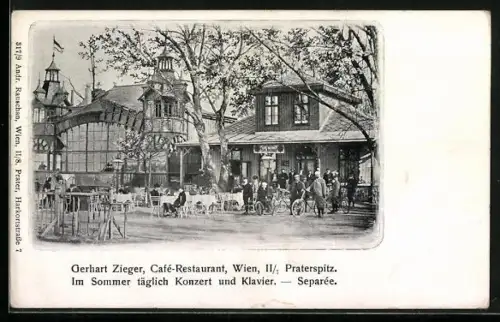 AK Wien, Praterspitz, Cafe Restaurant von Gerhart Zieger