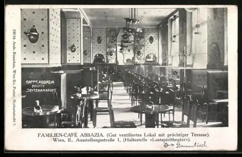 AK Wien, Café Abbazia, Innenansicht des Speisesaals, Ausstellungsstrasse 1