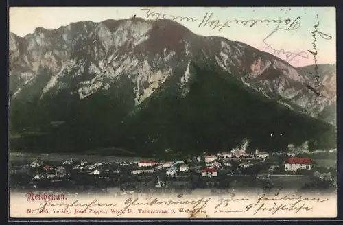 AK Reichenau /Rax, Teilansicht mit Bergen