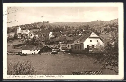 AK St. Corona am Schöpfl, Ortsansicht mit Kirche